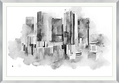Watercolor Drawing Cityscape Framed Art Print - 60"W x 42"H
