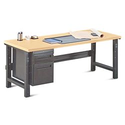 Annex Industrial Adjustable Height Executive Desk with Pedestal - 72"W