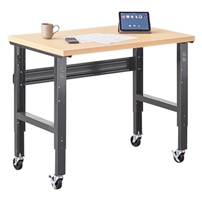 Annex Industrial Mobile Adjustable Standing Height Compact Desk - 48"W