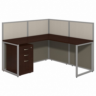 Easy Office L-Shaped Desk and Mobile Pedestal Workstation - 60
