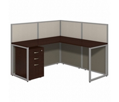 Easy Office L-Shaped Desk and Mobile Pedestal Workstation - 60"W x 45"H