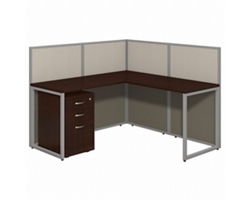 Easy Office L-Shaped Desk and Mobile Pedestal Workstation - 60"W x 45"H