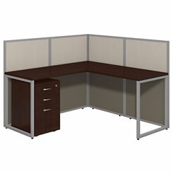 Easy Office L-Shaped Desk and Mobile Pedestal Workstation - 60"W x 45"H