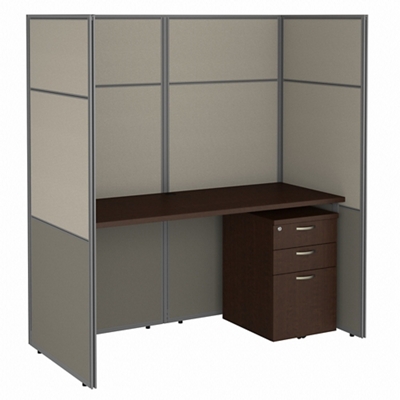 Pro Office L Shaped Desk with 3 Drawer Mobile Pedestal in Mocha Cherry 