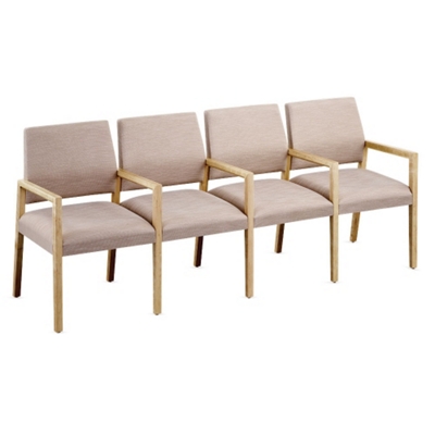 Polyurethane or Fabric/Polyurethane Four Seat Sofa with Center Arms