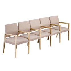 Polyurethane or Fabric/Polyurethane Five Seat Sofa with Center Arms