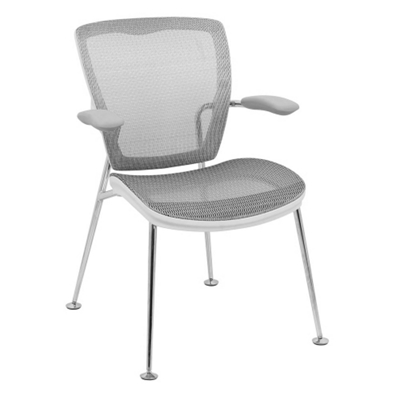 XO Articulating Back Mesh Guest Chair With White Frame