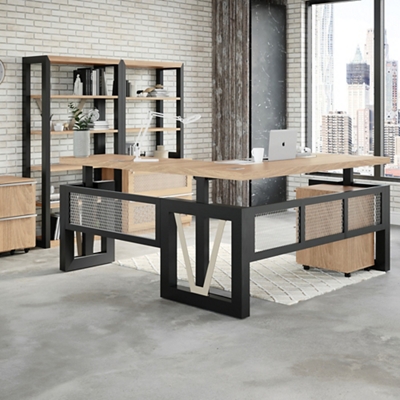 District Height-Adjustable L-Shaped Desk Set by NBF Signature Series |  NBF.com