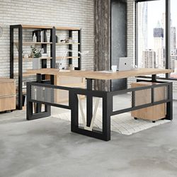 District Height-Adjustable L-Shaped Desk Set