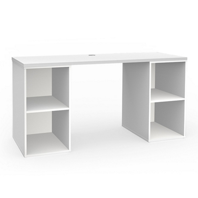 White desk with on sale cube storage