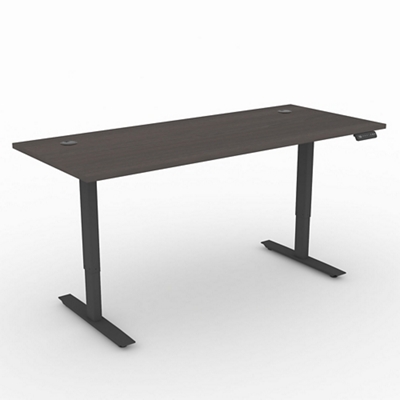 Upward Adjustable Height Desk - 72"Wx30"D - Southern Walnut Top/Black Base