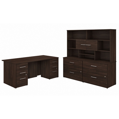 Office 500 Executive Desk w/ Storage Wall Set