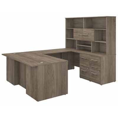 72W Exec U Desk w/ File Hutch