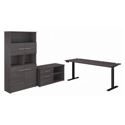 Office 500 Height Adjustable Desk w/ Storage Set