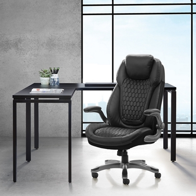 COMPACT LO CHAIR 02 basque “gray stripe” Pro-Line II™ Deluxe Executive Textured Chair with Flip Arms