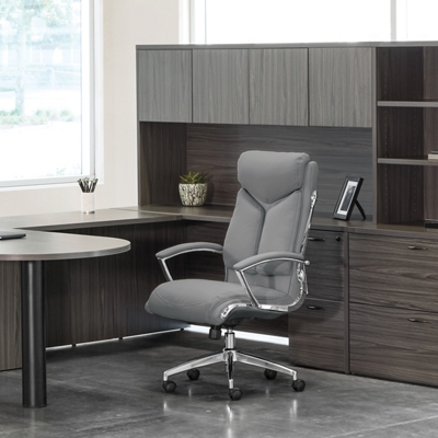 Heavy-Duty Bonded Leather Commercial Office Chair with Memory Foam