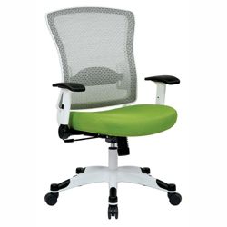 White Frame Mesh and Fabric Ergonomic Computer Chair