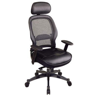 Office Star SPACE Black Leather Headrest