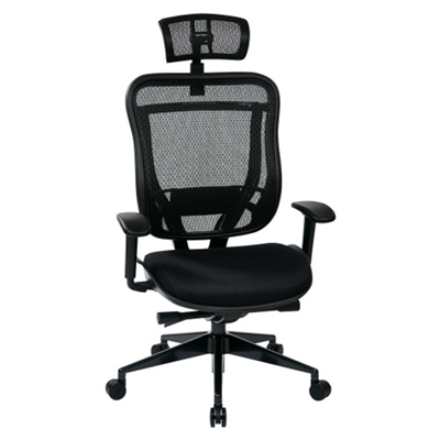 Executive High Back w/Headrest-Mesh Back & Upholstered Seat/Gunmetal Frame