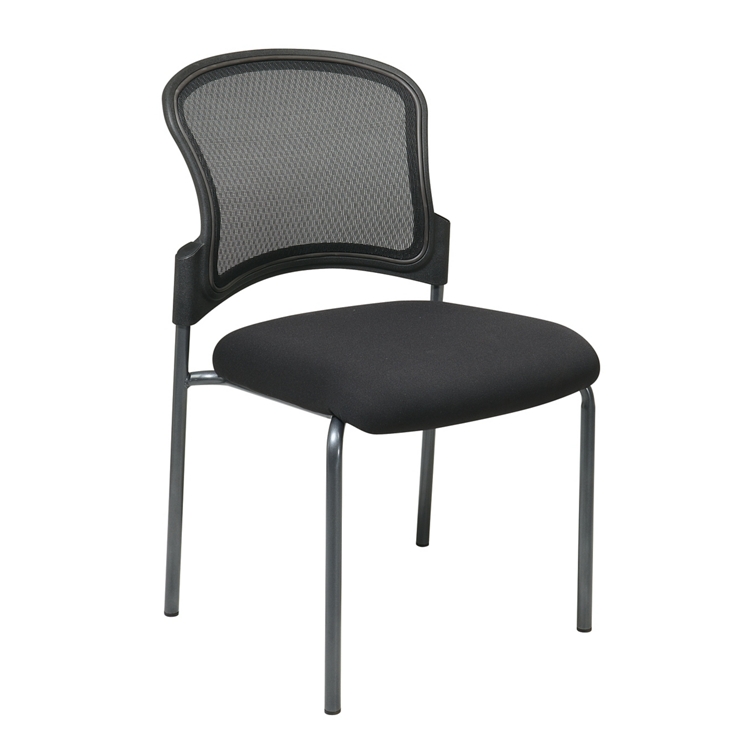Mesh Back Stackable Guest Chair_225 Navy Icon Fabric Seat/Titanium Frame