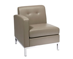 Left Facing Single Arm Faux Leather Chair for Sectional