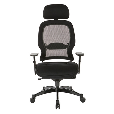 Space Deluxe Black Breathable Mesh Back Chair with Headrest