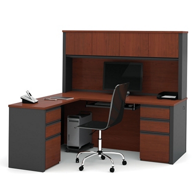 Reversible L Shaped Desk With Hutch By Bestar Office Furniture Nbf Com