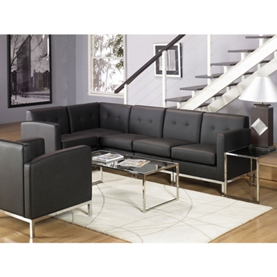 Wall Street Faux Leather L-Shaped Sofa