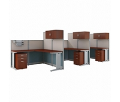 Office-in-an-Hour Three-Person L-Desk Workstation Set