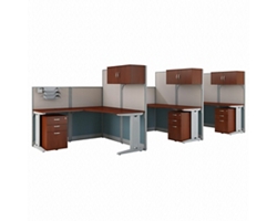 Office-in-an-Hour Three-Person L-Desk Workstation Set