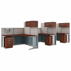 Office-in-an-Hour Three-Person L-Desk Workstation Set