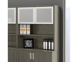 Contemporary Bookcase Hutch with Silver Doors - 36" W