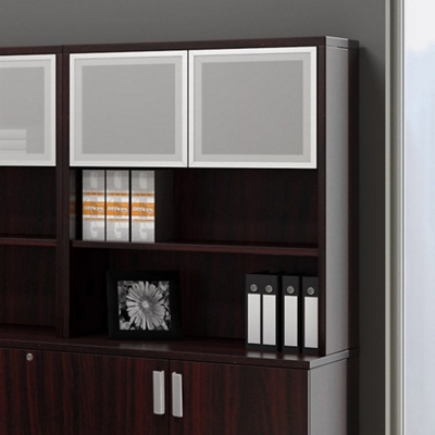 36" Bookcase Hutch with Silver Doors
