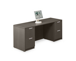 Contemporary Double Pedestal Credenza Desk- 71" x 24"