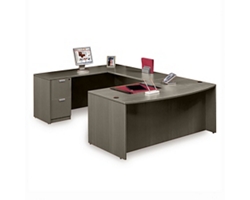 Contemporary Laminate Bow Front U-Shaped Desk