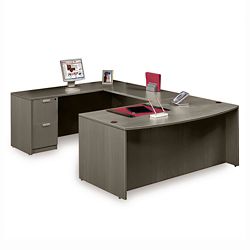 Contemporary Laminate Bow Front U-Shaped Desk