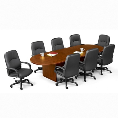 Contemporary 10' Conference Table with 8 Leather Chairs