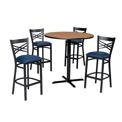 Cross Back Stool & Bar Table Set