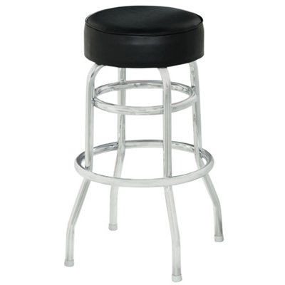 Vinyl Barstool with Chrome Frame and Foot Ring