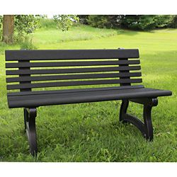 Recycled Plastic Outdoor Bench with Back - 48"W