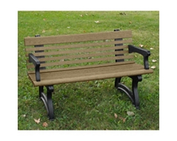 Recycled Plastic Outdoor Bench with Back and Arms - 48"W