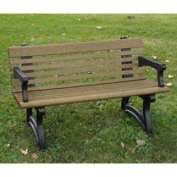 Recycled Plastic Outdoor Bench with Back and Arms - 48"W