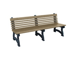 Recycled Plastic Outdoor Bench with Back - 72"W
