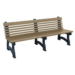 Recycled Plastic Outdoor Bench with Back - 72"W
