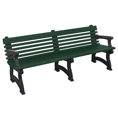 Recycled Plastic Outdoor Bench With Back And Arms 72W By Polly   POR 82726 Fea4 S7