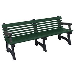 Recycled Plastic Outdoor Bench with Back and Arms - 72"W