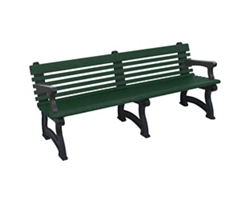 Recycled Plastic Outdoor Bench with Back and Arms - 72"W