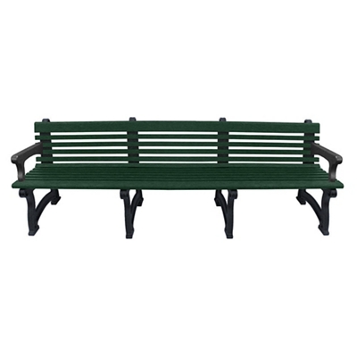 Recycled Plastic Outdoor Bench with Back and Arms - 96"W