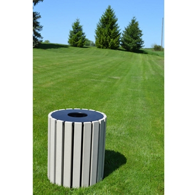 Eco-friendly Outdoor Round Trash Receptacle- 33 Gallon Capacity