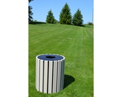 Eco-friendly Outdoor Round Trash Receptacle- 33 Gallon Capacity